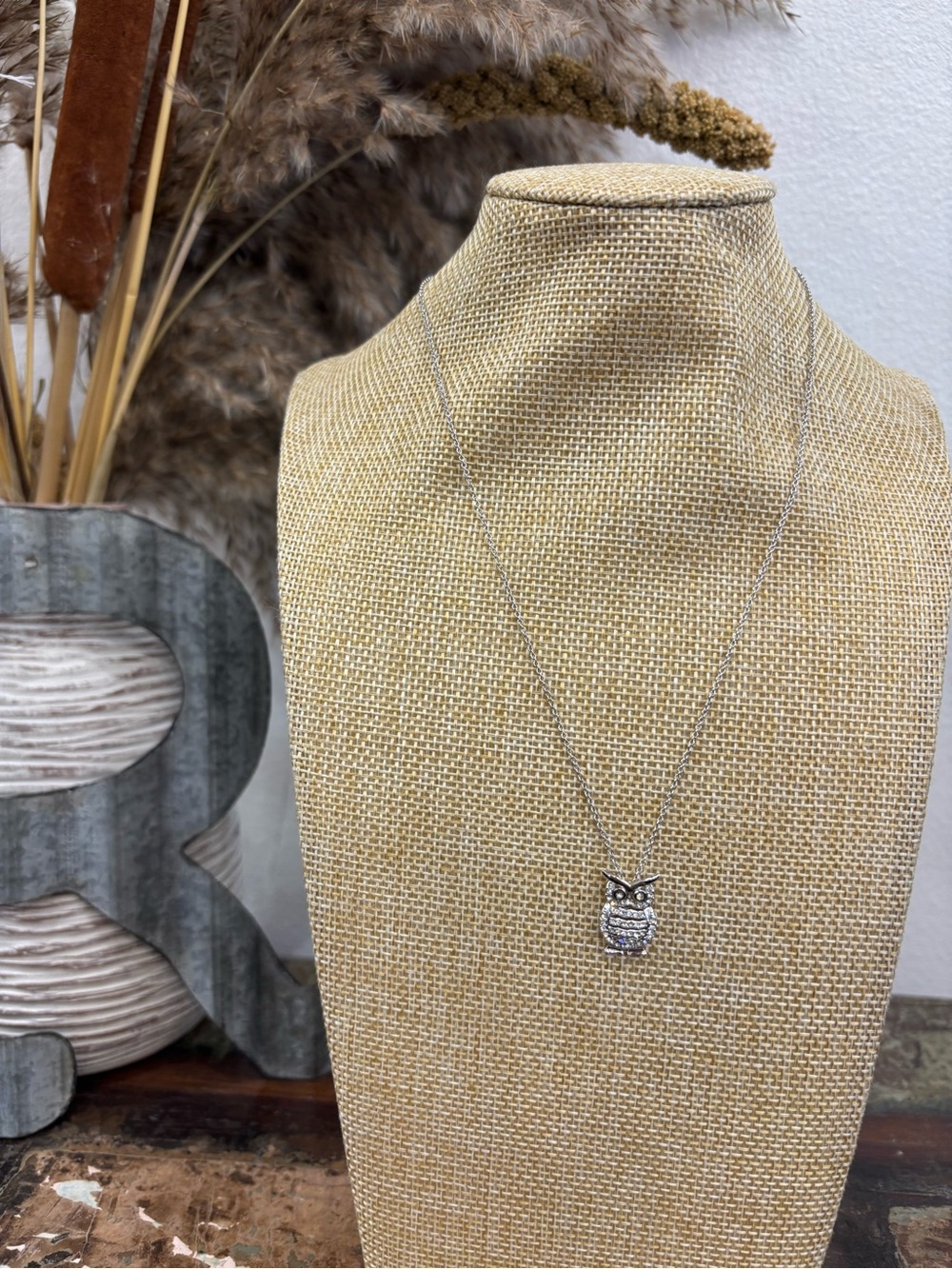 Napoli Sterling Silver Owl Pendant Necklace in Silver